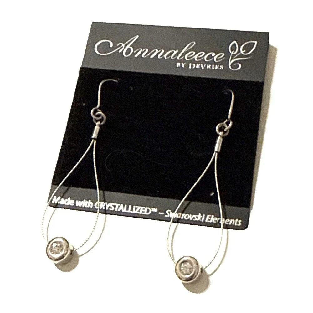 Annaleece by Devries Earrings Swarovski Crystals Dangle Pierced 2